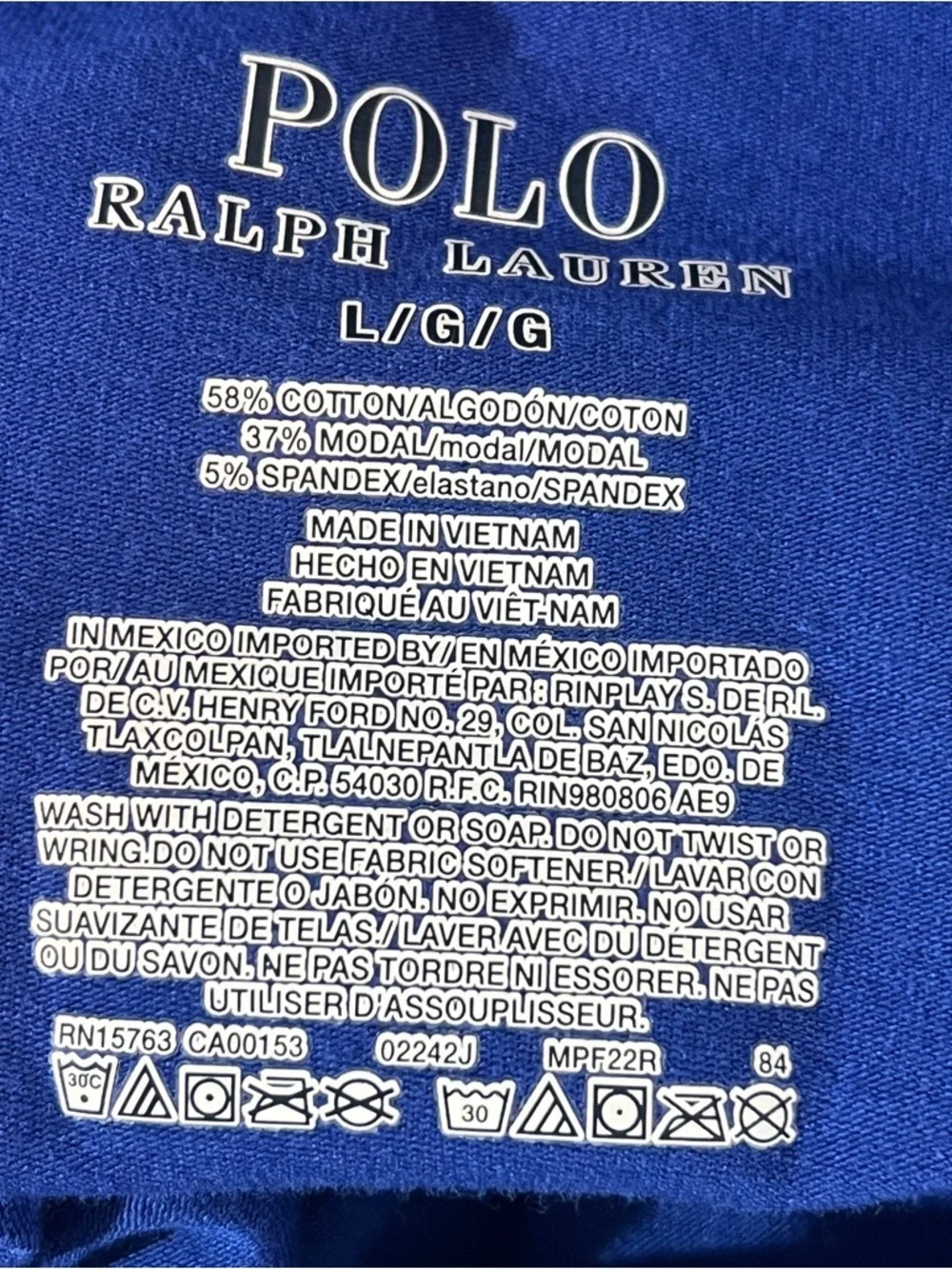 POLO RALPH LAUREN Royal Blue Brushstroke Script Logo Long Sleeve Tee Mens Large